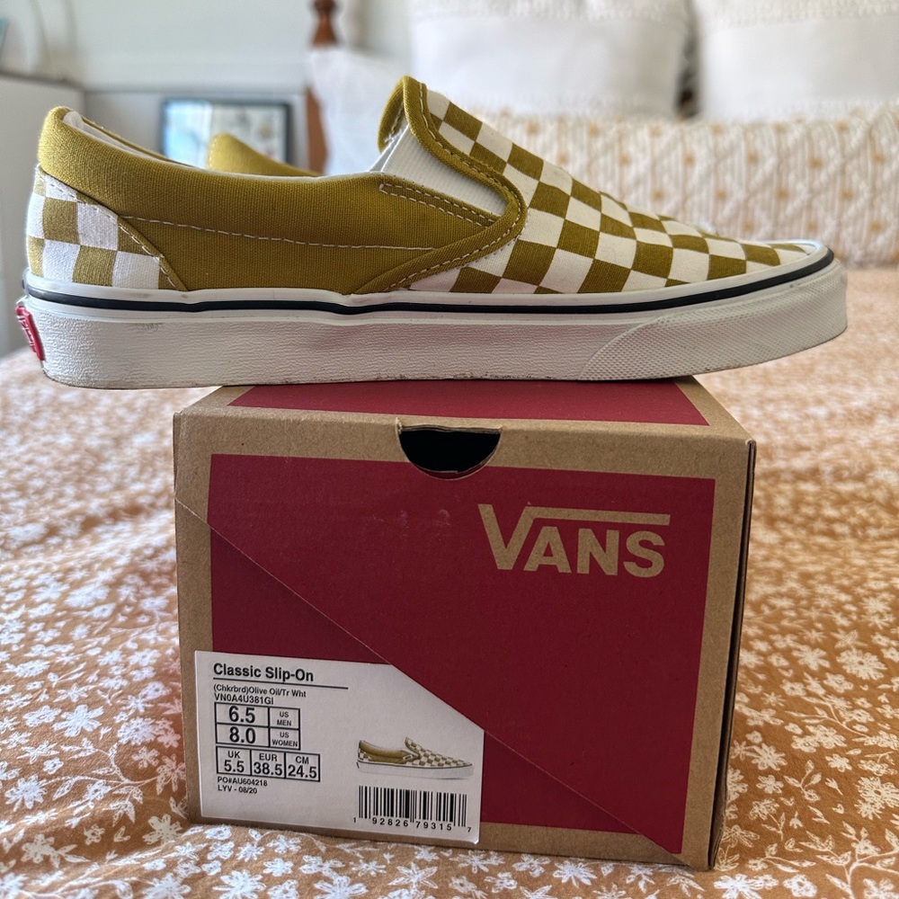 VANS Olive Classic Slip Ons Womens - Picture 3 of 9
